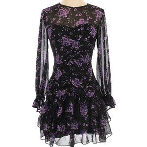 Floral print black dress